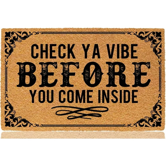 Check Ya Vibe Mats for Front Door Entry Front Porch Doormat Non-Slip Carpet Rugs Floor Mat Decorative for Home Bathroom Kitchen Indoor 18x30 Inch