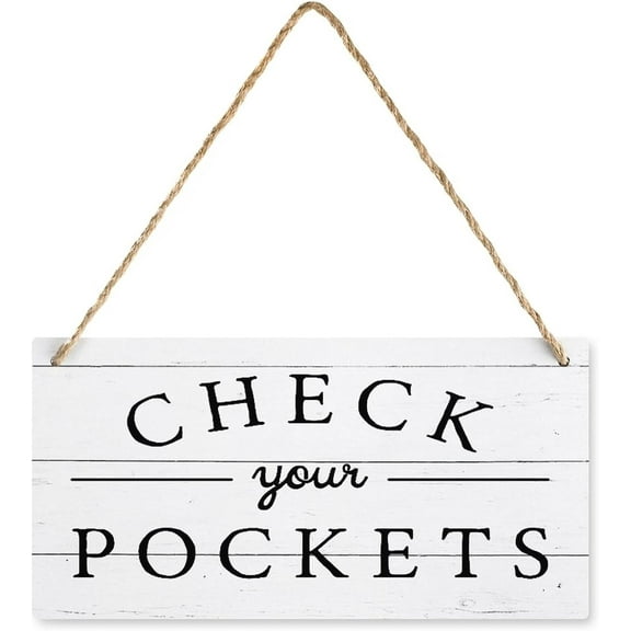 Check Your Pockets Home Decor Utility Room Laundry Room Decor Funny signs farmhouse gift wooden hanging sign rustic wall art home decor 6x12 inch