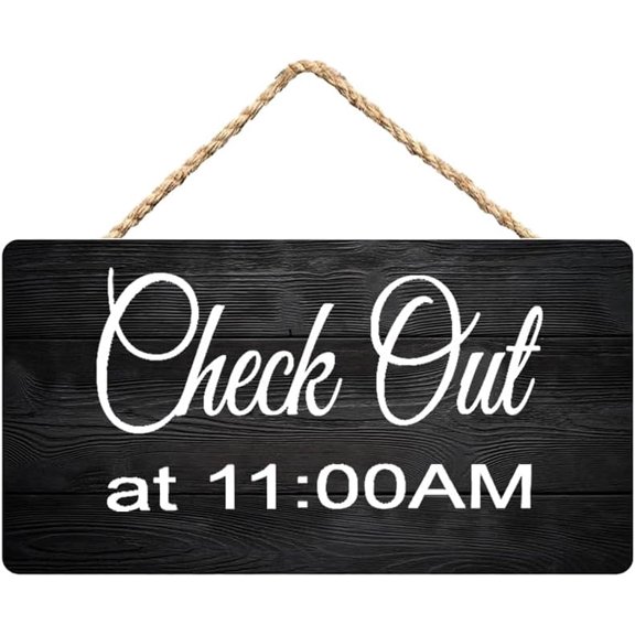 Check in Check Out with Times Wooden Wall Hanging Sign 12 x 8 Inch - Vacation Rental & Guest Home Decor, Schedule Reminder Art