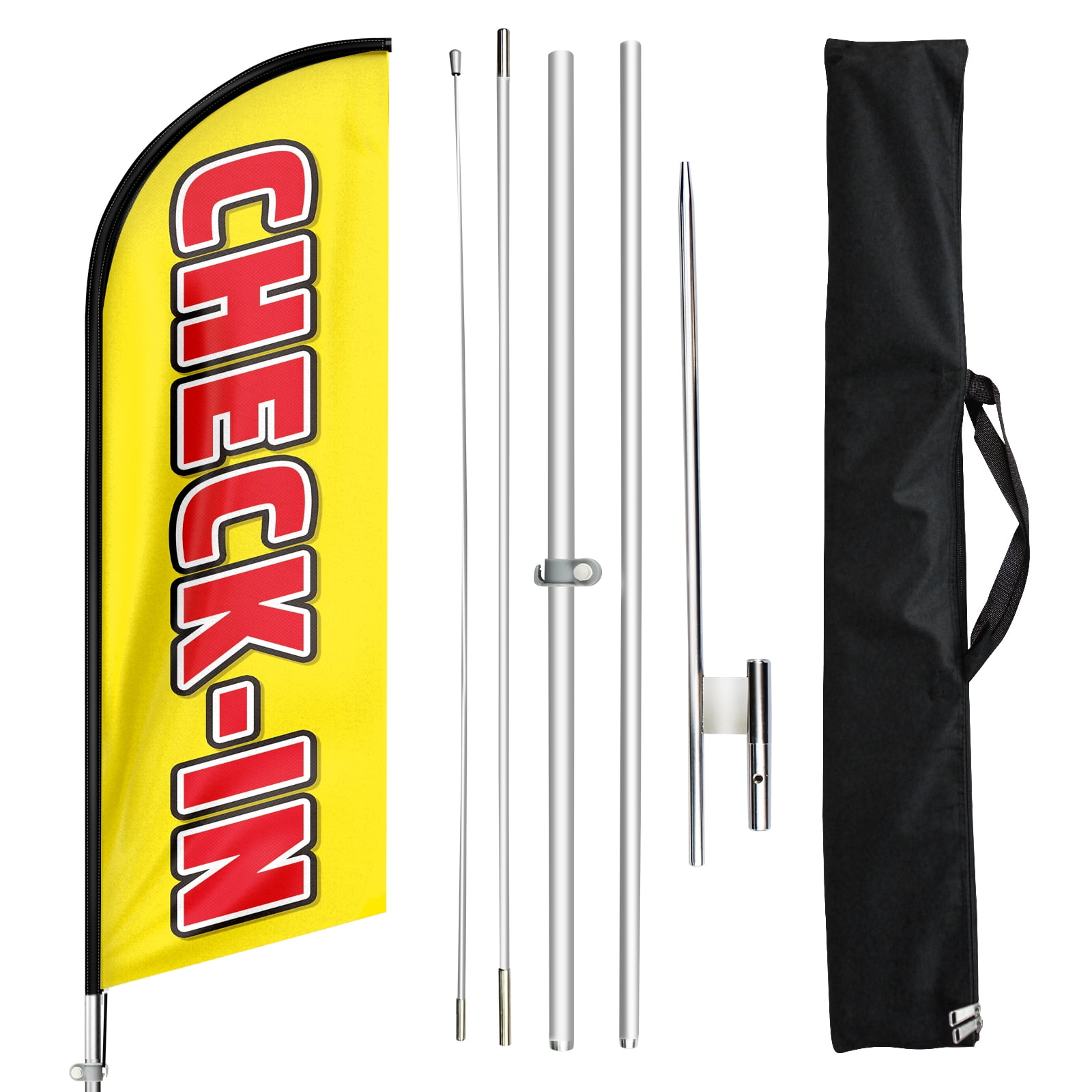 Check in Feather Flag with Flag Pole Kit and Ground Spike, 11FT ...