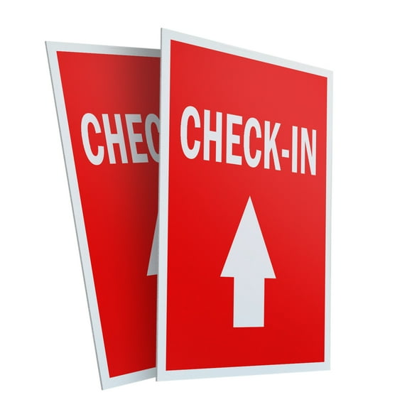 Check-in With Up Arrow (2-PACK) 24" x 36" Plastic Signs | Sign Insert 4mm Corrugated Plastic Signs Storefront Window Poster