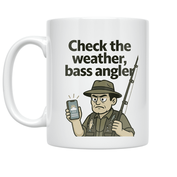 Check the Weather Bass Angler - Fishing Enthusiast - 11 oz Ceramic Coffee Mug