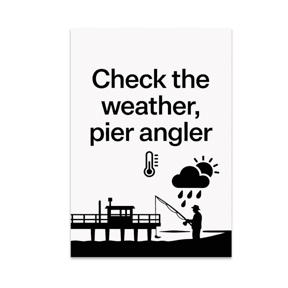 Check the Weather Pier Angler Art - Fishing Enthusiast - 13x19 Poster Print