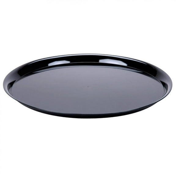 CheckMate Heavyweight Plastic Round Catering Tray with High Edge, 16-Inch Diameter, Black (25-Count)
