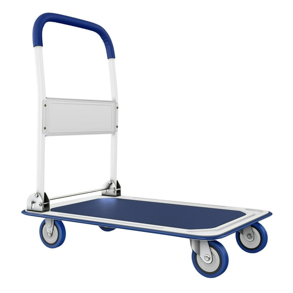 CheckOutStore (1) Heavy-Duty Foldable Push Cart Dolly 330 lbs Capacity Flatbed Hand Truck (Blue)