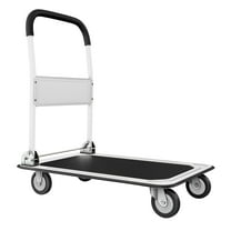 CheckOutStore (1) Heavy-Duty Foldable Push Cart Dolly 330 lbs Capacity Flatbed Hand Truck (White)