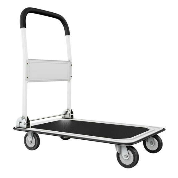 CheckOutStore (1) Heavy-Duty Foldable Push Cart Dolly 330 lbs Capacity Flatbed Hand Truck (White)