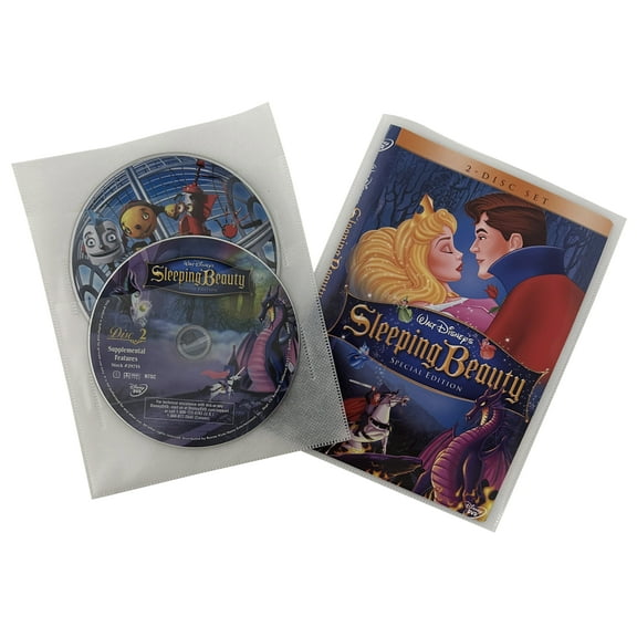 CheckOutStore 100 Clear 2 Disc White Non Woven CPP Sleeves & DVD Booklet