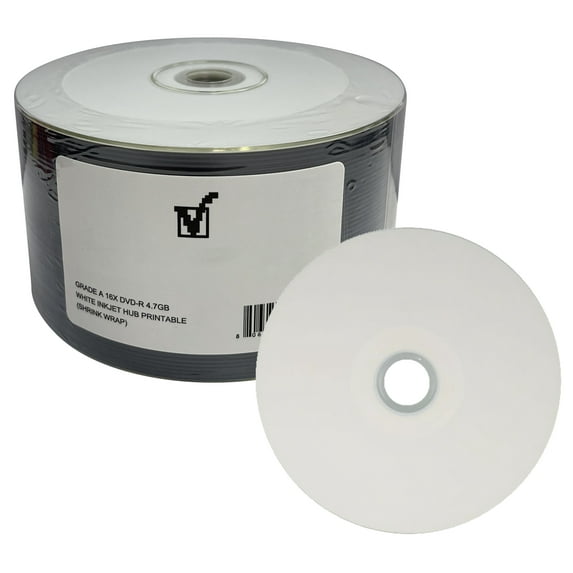 CheckOutStore 100 Grade A 16X DVD-R 4.7GB White Inkjet Hub Printable (Shrink Wrap)