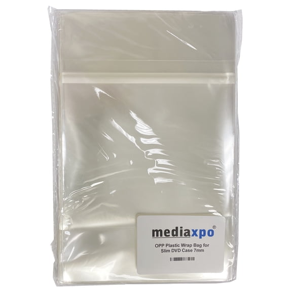 CheckOutStore 100 OPP Plastic Wrap Bag for Slim DVD Case 7mm