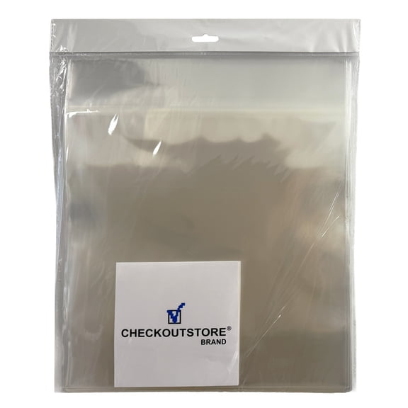 CheckOutStore 1000 Clear Plastic OPP with Sealable Flap for 12" LP Vinyl 33 RPM Record Album Covers (Outer Sleeves)