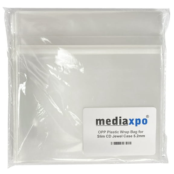 CheckOutStore 1000 OPP Plastic Wrap Bag for Slim CD Jewel Case 5.2mm