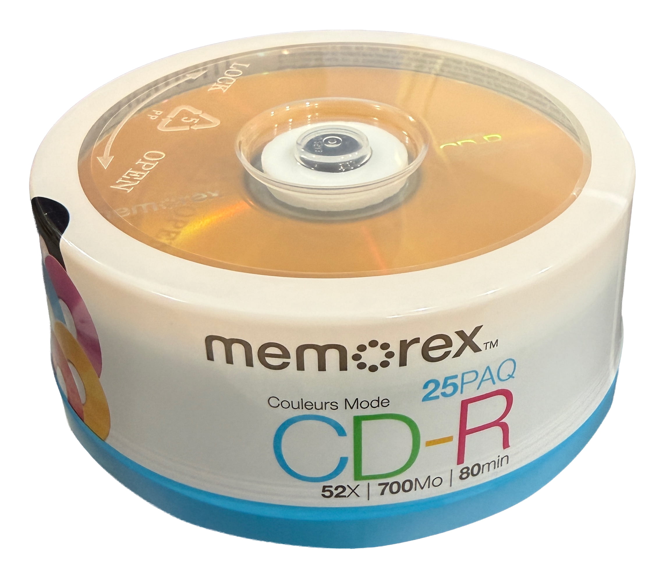 CheckOutStore 100 Memorex Cool Colors 52X CD-R 80min 700MB - Purple Black Red Orange & Blue (Logo on Top)
