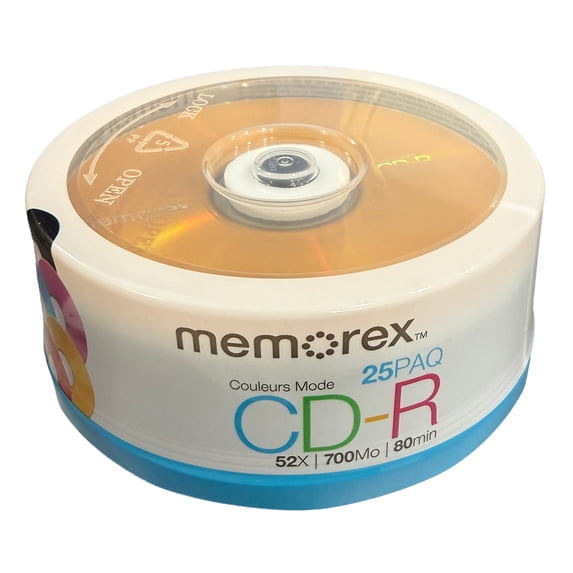 CheckOutStore 1200 Memorex Cool Colors 52X CD-R 80min 700MB - Purple Black Red Orange & Blue (Logo on Top)