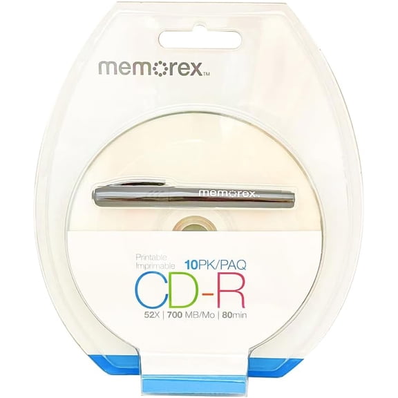 CheckOutStore 20 Memorex 52X CD-R 80min 700MB White Inkjet Hub