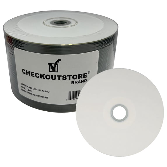 CheckOutStore 200 Grade A 48x Digital Audio Music CD-R 80min 700MB White Inkjet