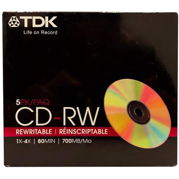 CheckOutStore 5 TDK CD-RW 8X-12X 80Min/700MB (Logo on Top)