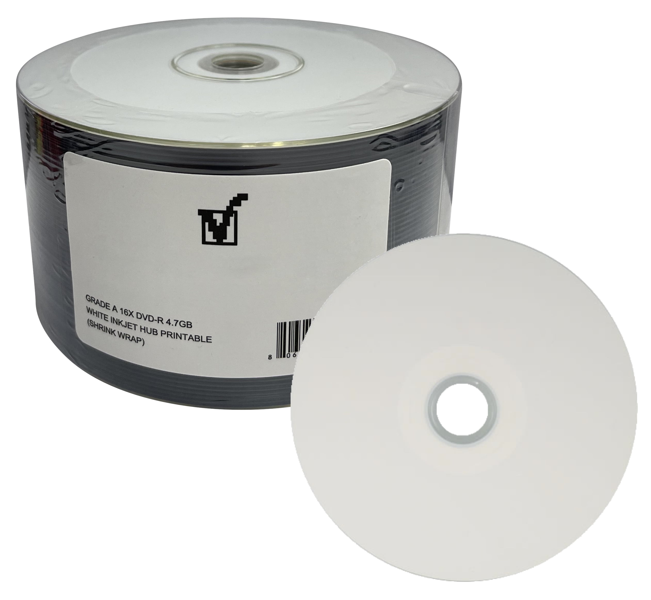 CheckOutStore 50 Grade A 16X DVD-R 4.7GB White Inkjet Hub Printable (Shrink Wrap)