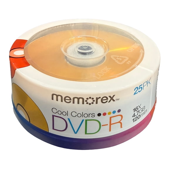CheckOutStore 50 Memorex Cool Colors 16X DVD-R 4.7GB - Purple Black Red Orange & Blue (Logo on Top)