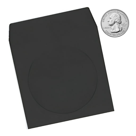 CheckOutStore 5000 Black 3" Mini Paper CD Sleeves with Window & Flap