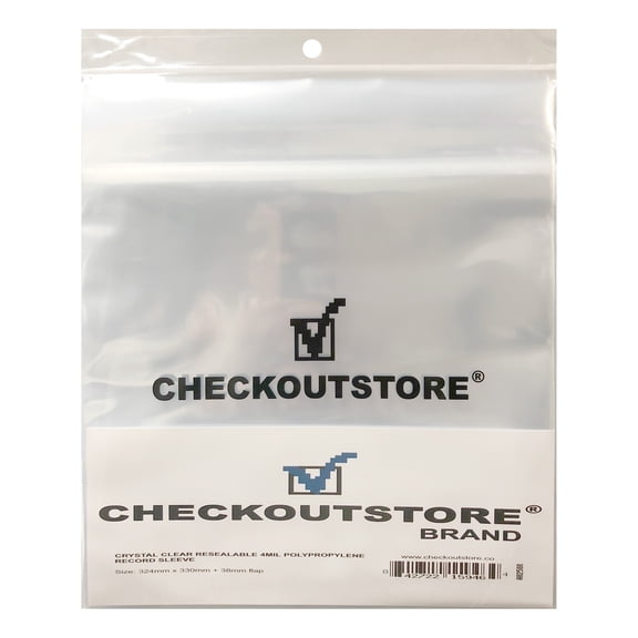 CheckOutStore 5000 COS Clear Plastic OPP with Sealable Flap for 12" LP Vinyl Record Album Covers 4 Mil (Outer Sleeves)