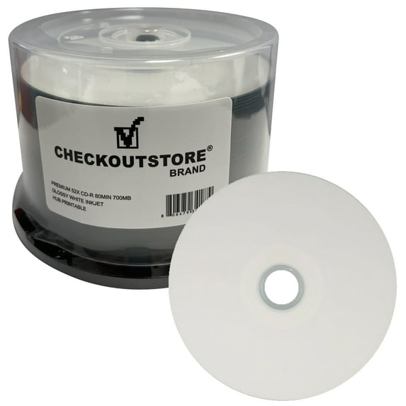 CheckOutStore 600 Premium 52X CD-R 80min 700MB Glossy White Inkjet Hub Printable