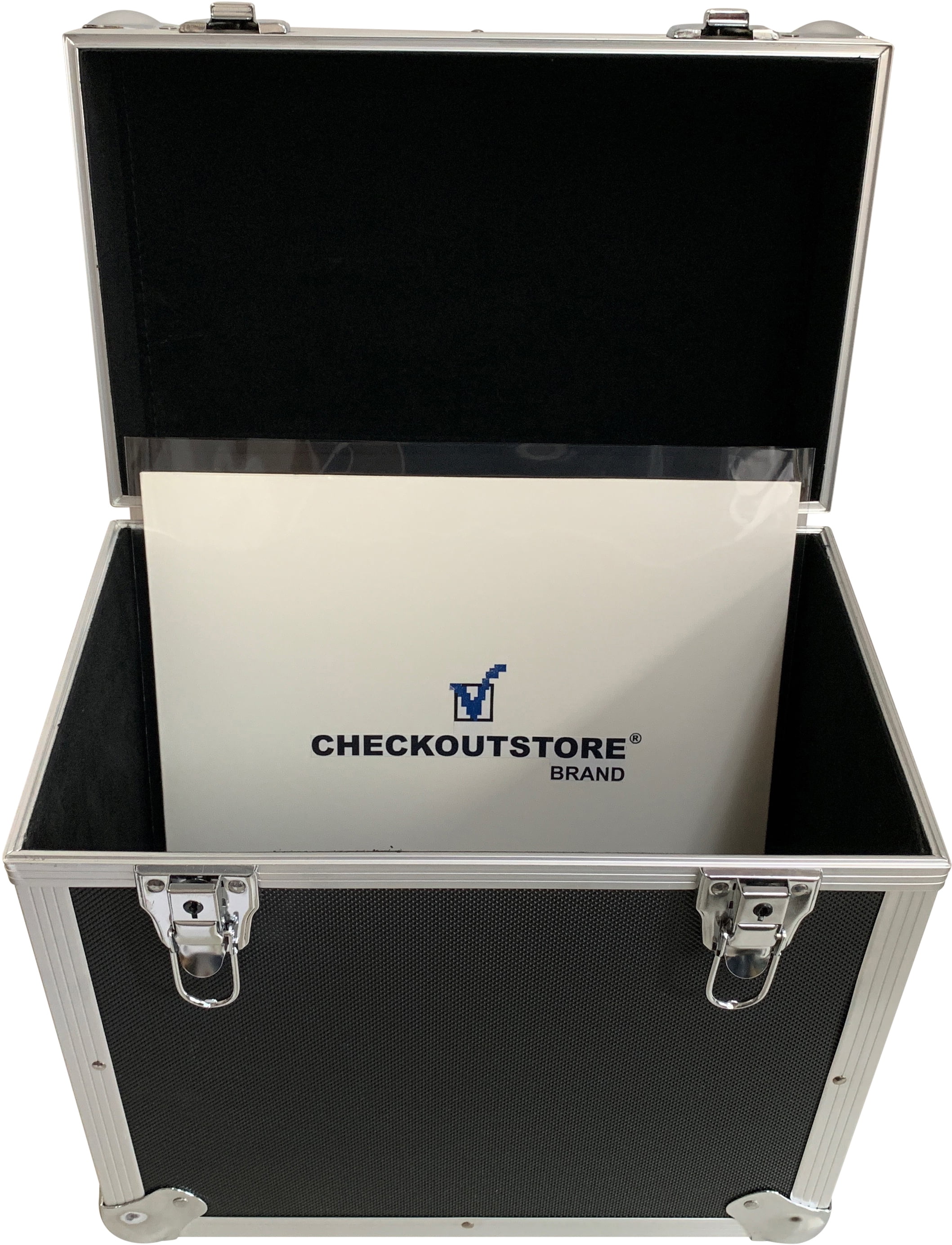 CheckOutStore Black Aluminum 12x12 Square Cardstock Paper Holder Storage Box - Small