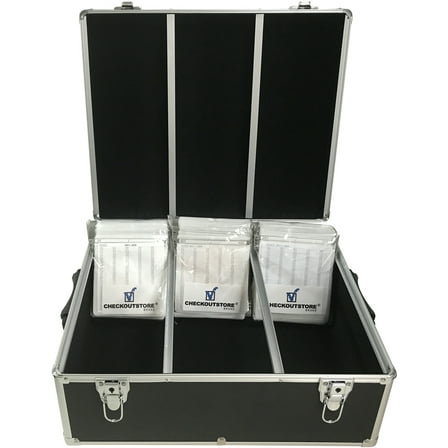 CheckOutStore Black Aluminum CD/DVD Hanging Sleeves Storage Box (Holds Up to 600 Discs)