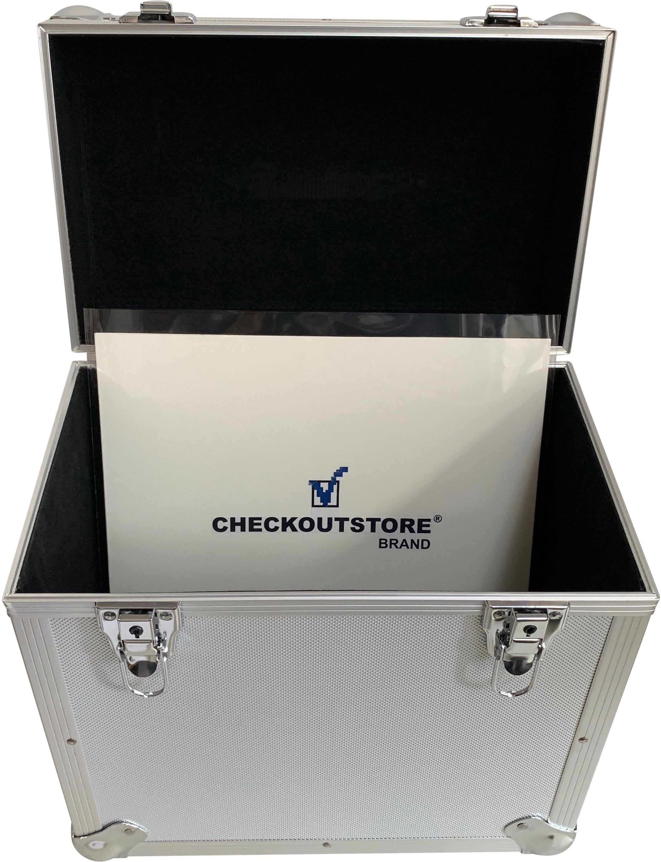 CheckOutStore Silver Aluminum 12x12 Square Cardstock Paper Holder Storage Box - Small