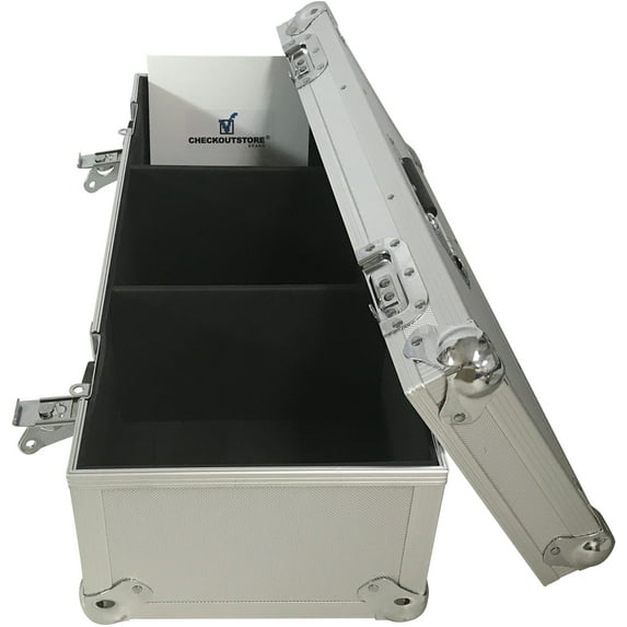 (1) CheckOutStore Aluminum Heavy Duty 7" 45 RPM Vinyl Record Album Storage Box (Holds Up to 300 Records) (Silver)