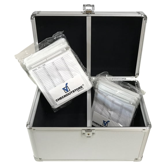 (1) CheckOutStore Aluminum CD/DVD Media Hanging Sleeves Storage Box (Holds Up To 200 Discs) (Silver)