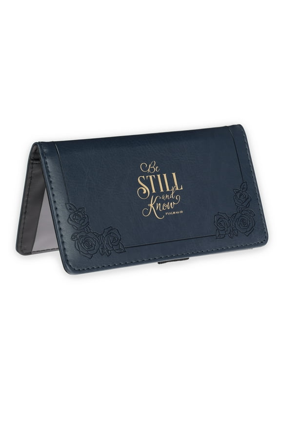 Checkbook Cover Navy Be Still Psa. 46:10