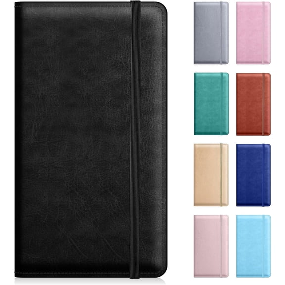 Checkbook Cover for Personal Checkbook,Pu Leather Check Book Covers for Women and Men,With Pen holders and Elastic Bands & -in Clear Plastic Divider for Duplicate Checks,Black
