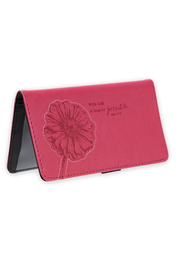 Checkbook Cover Pink All Things Possible Matt. 19:26