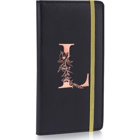 Checkbook Covers for Personal Checkbook,  Blocking Checkbook Holder Alphabet Checkbook Cover for Duplicate Checks, Black L