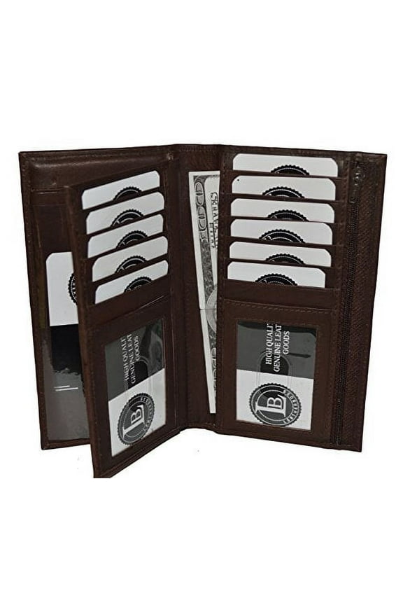 Checkbook Credit Card Holder Leather Wallet with Pull Out Checkbook by Leatherboss