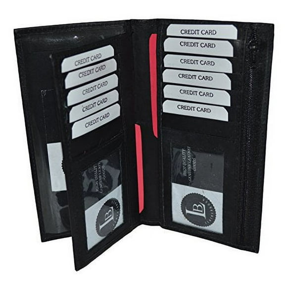 Checkbook Credit Card Holder Leather Wallet with Pull Out Checkbook by Leatherboss