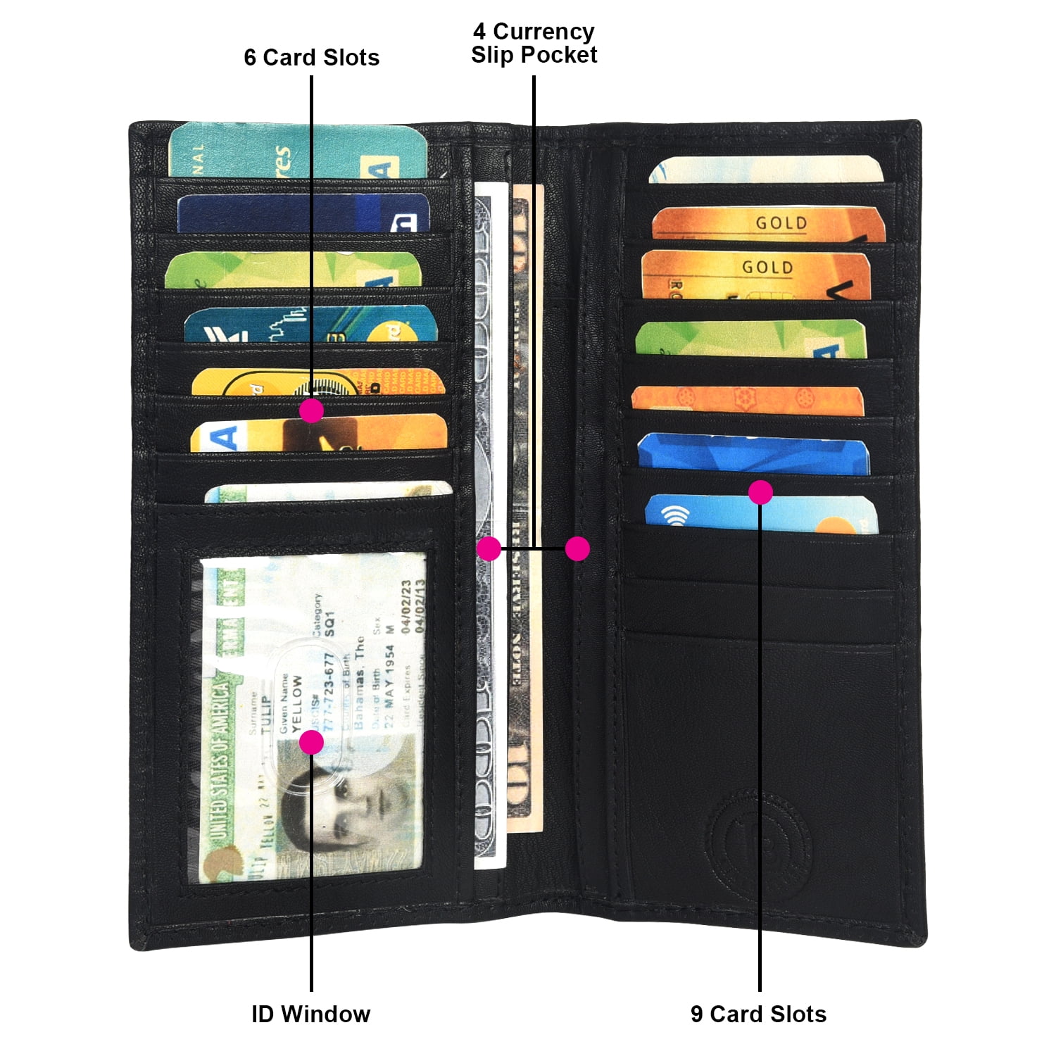 Checkbook Credit Card Holder Wallet by Leatherboss - Walmart.com