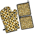 thumbnail image 1 of Checke Sunflower Kitchen Oven Mitt and Pot Holder Sets 4 Pcs for Baking, Cooking and Grilling, Heat Resistant Up To 392 °F, 1 of 7