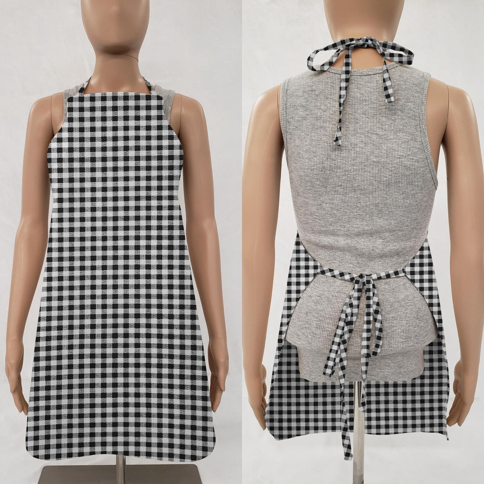 Checked Gingham Bib Apron by Penny's Needful Things (Black)