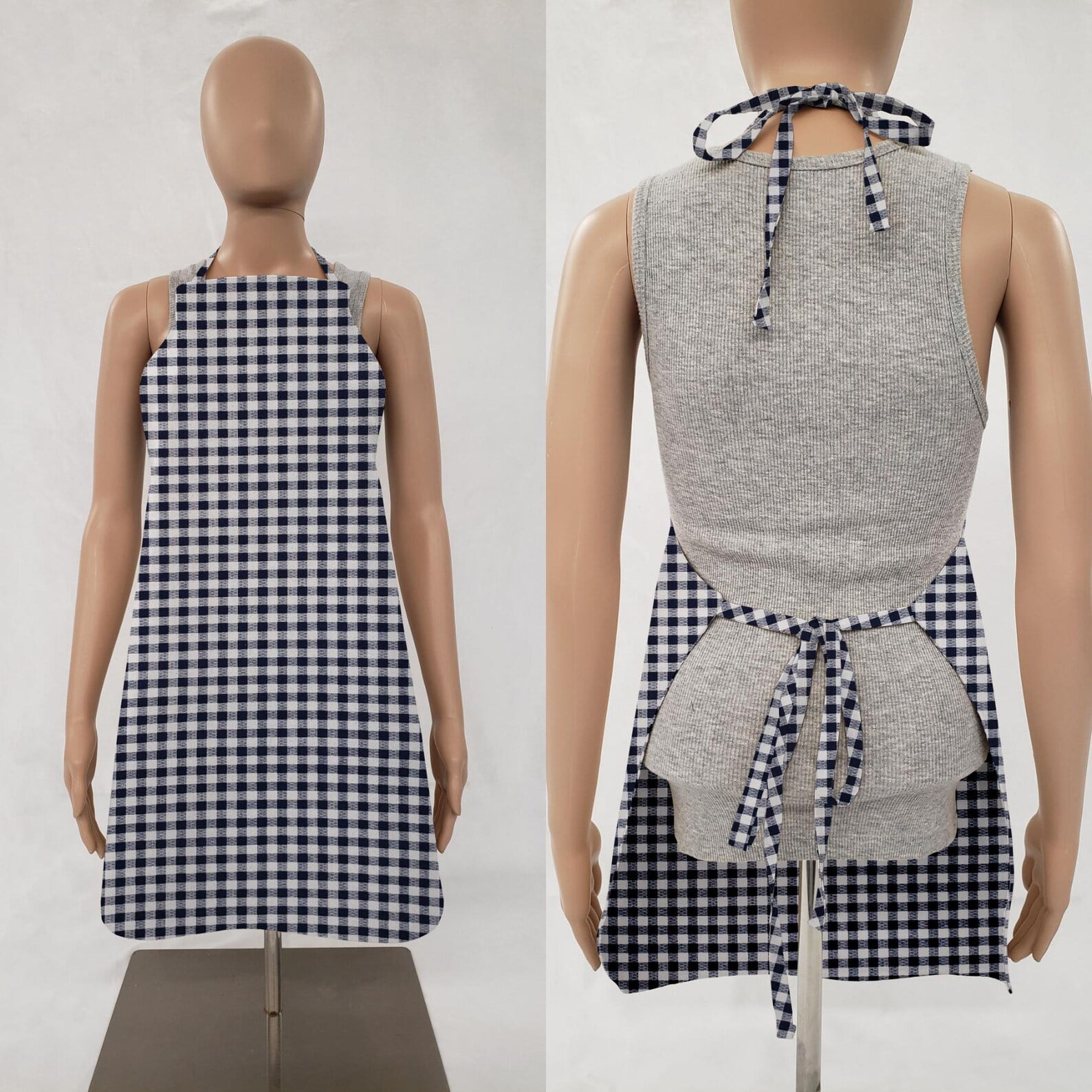 Checked Gingham Bib Apron by Penny's Needful Things (Navy Blue)