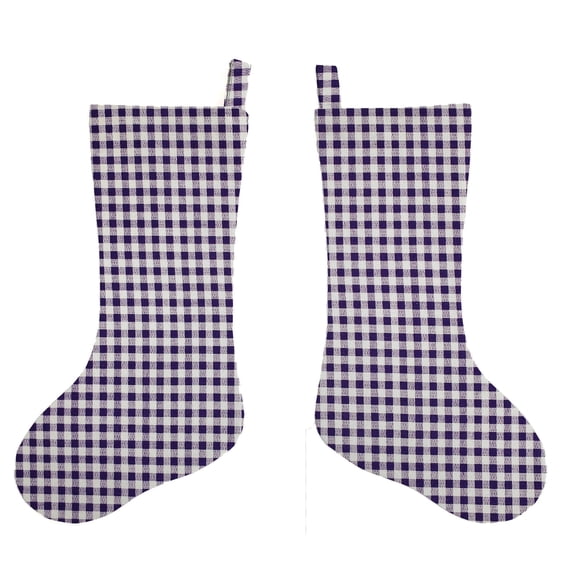 Checked Gingham Christmas Stocking by Penny's Needful Things (Purple) (Single Stocking)