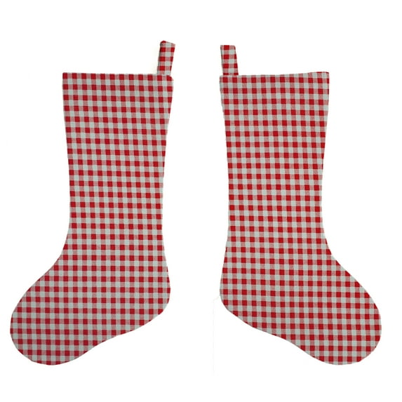 Checked Gingham Christmas Stocking by Penny's Needful Things (Red) (Single Stocking)