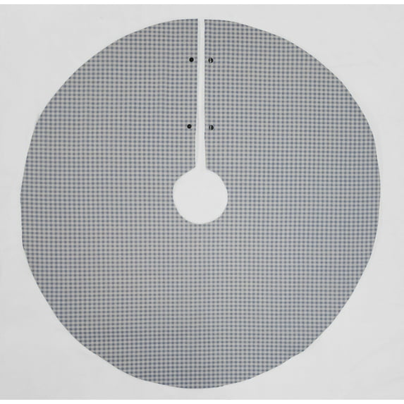 Checked Gingham Christmas Tree Skirt By Penny's Needful Things (Light Blue) (Round)