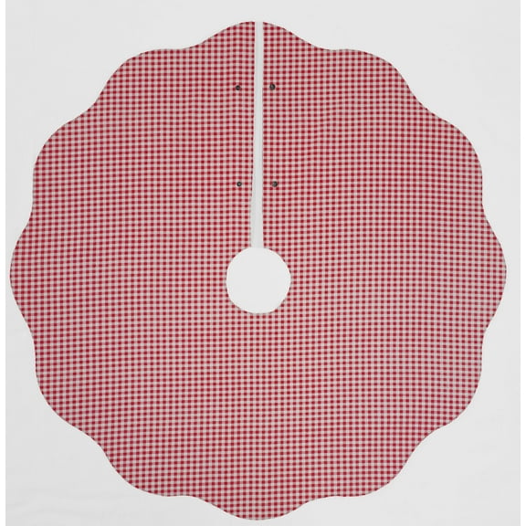 Checked Gingham Christmas Tree Skirt By Penny's Needful Things (Red) (Scalloped)