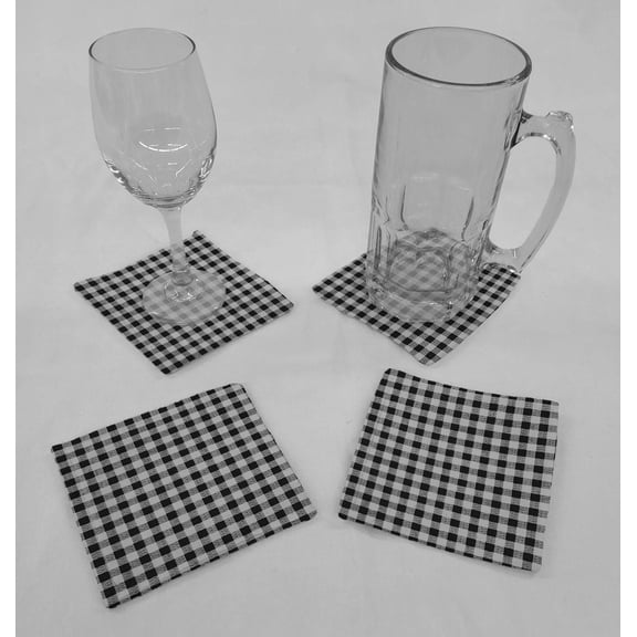 Checked Gingham Cloth Coasters by Penny's Needful Things (Set of 4) Black