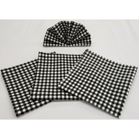 Checked Gingham Cloth Napkins by Penny's Needful Things (Set of 8) (Black)