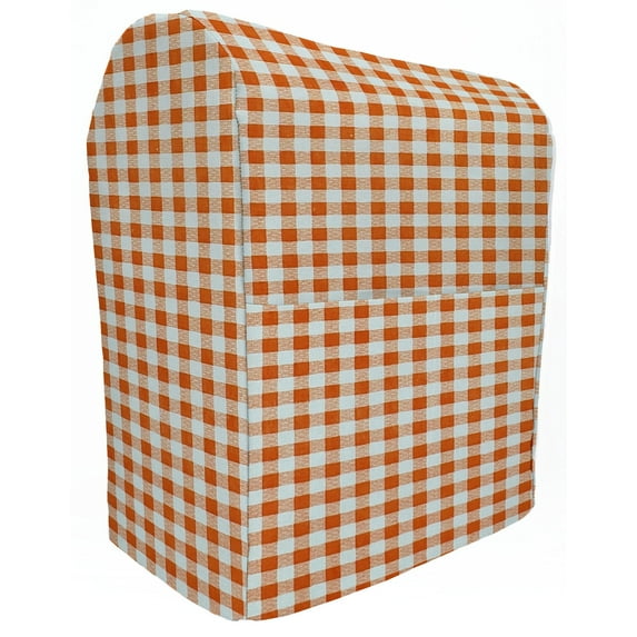 Checked Gingham Cover Compatible with Sunbeam Heritage Series 4.6qt Mixmaster by Penny's Needful Things (Orange)