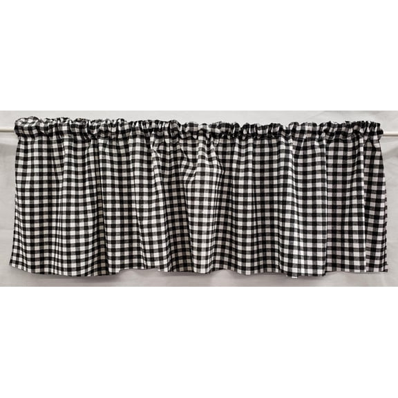 Checked Gingham Curtain Panels by Penny's Needful Things (Set of 2) 24 Inch Long UNLINED (Black)