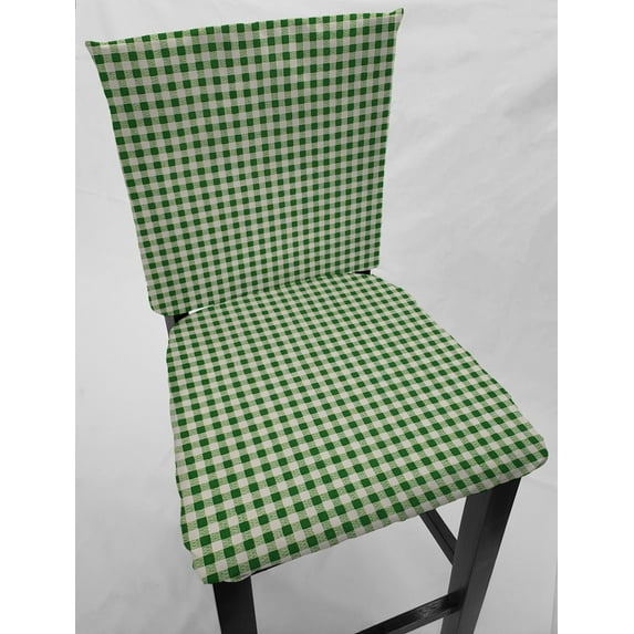 Checked Gingham Dining Room Chair Back Covers or Seat Covers by Penny's Needful Things (Both Chair Back & Seat Cover) (18 W x 20 H CHAIR BACK) (Green)